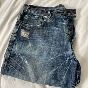 575 Denim Distressed Boot-Cut Button-Fly Jeans